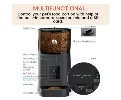 Smart Pet Feeder with Camera - Black - Image 6